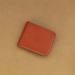 Handcrafted Orange Bifold Veg Leather Wallet